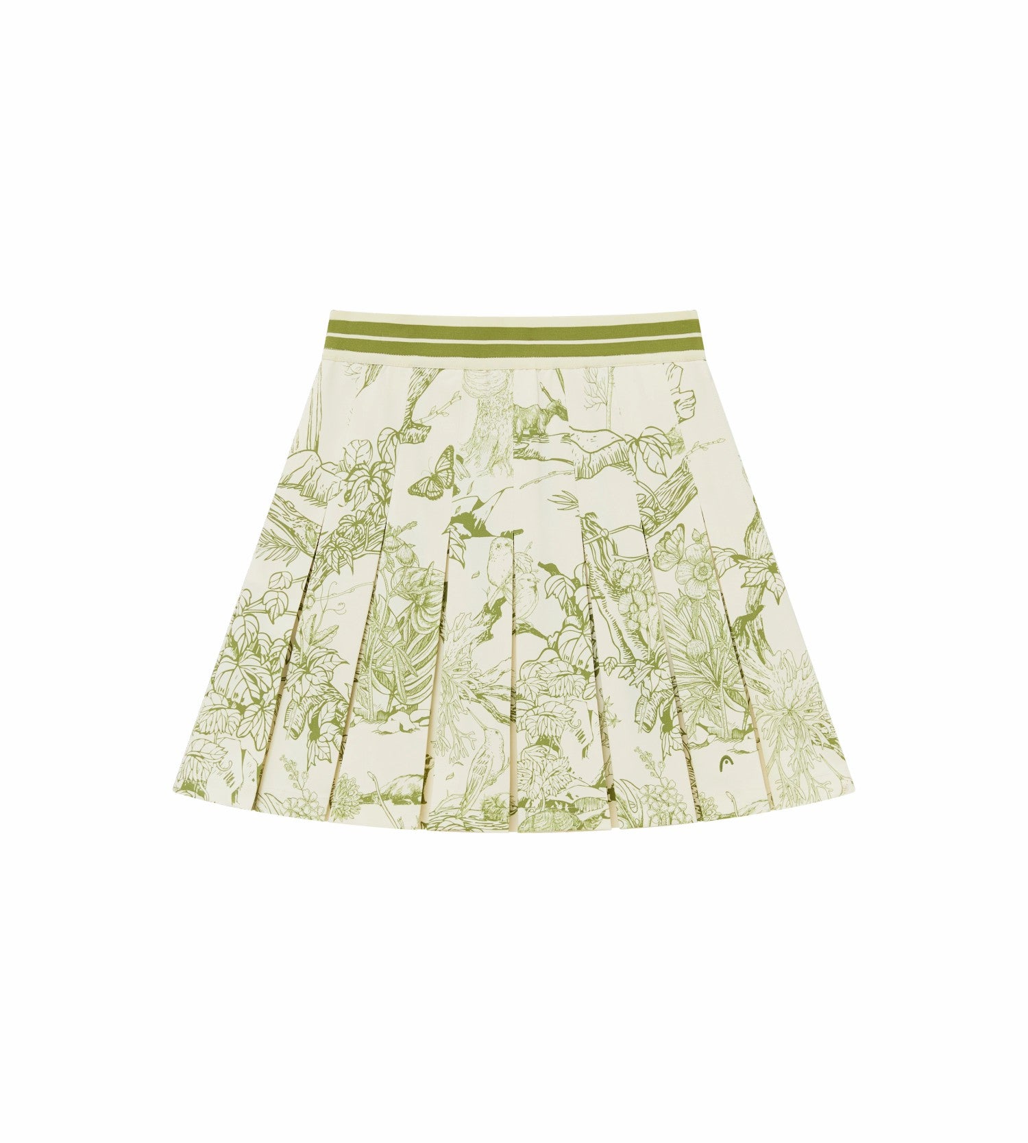 Head Golf Box Pleat Skirt - Cream/Green/Forest