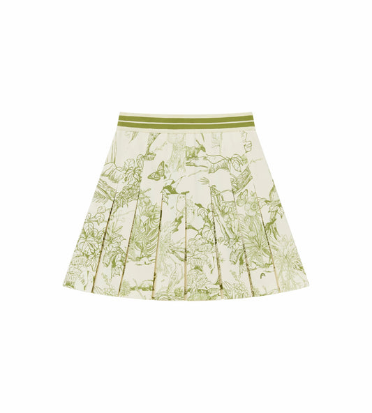 Head Golf Box Pleat Skirt - Cream/Green/Forest