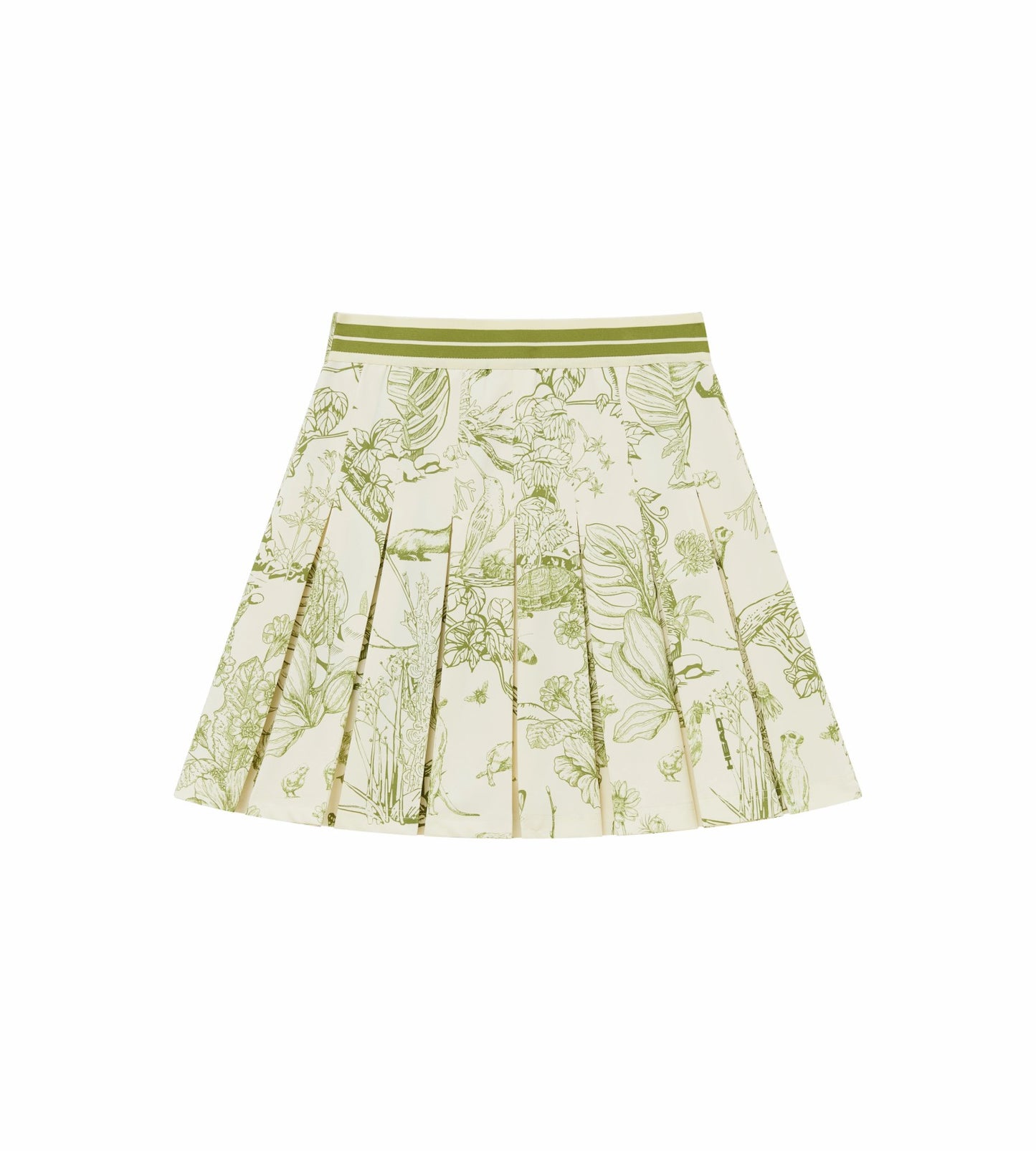 Head Golf Box Pleat Skirt - Cream/Green/Forest