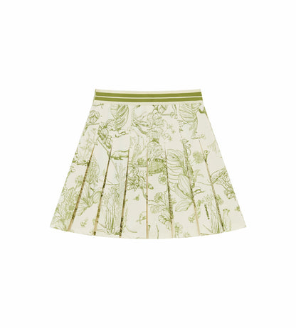 Head Golf Box Pleat Skirt - Cream/Green/Forest