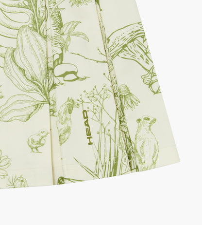 Head Golf Box Pleat Skirt - Cream/Green/Forest