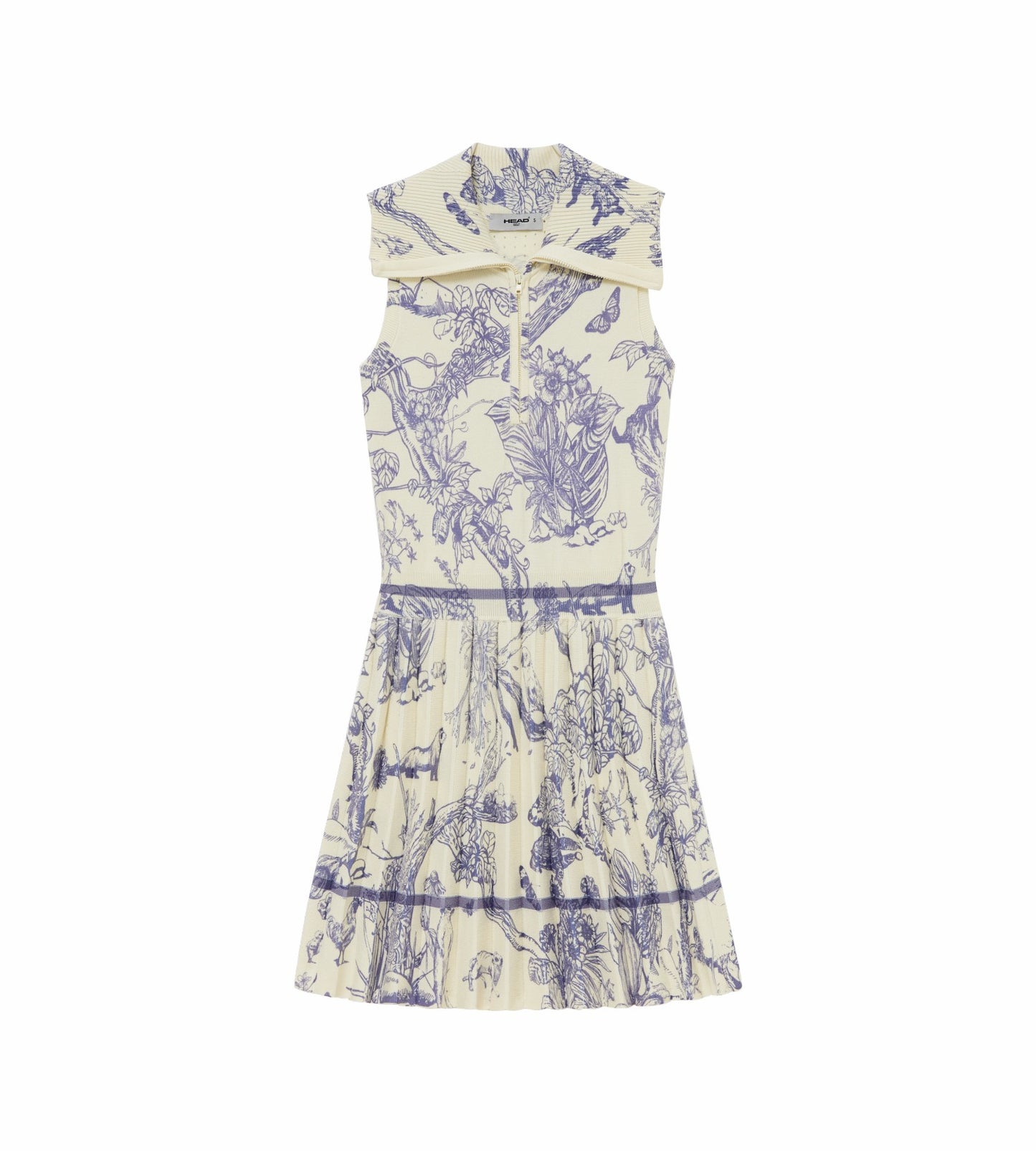 Head Golf Knit Pleat Dress - Cream/Blue/Forest