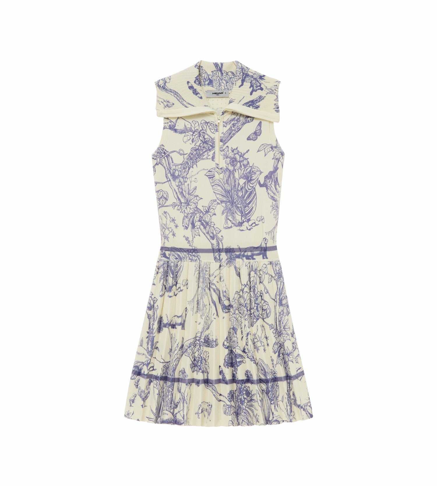 Head Golf Knit Pleat Dress - Cream/Blue/Forest