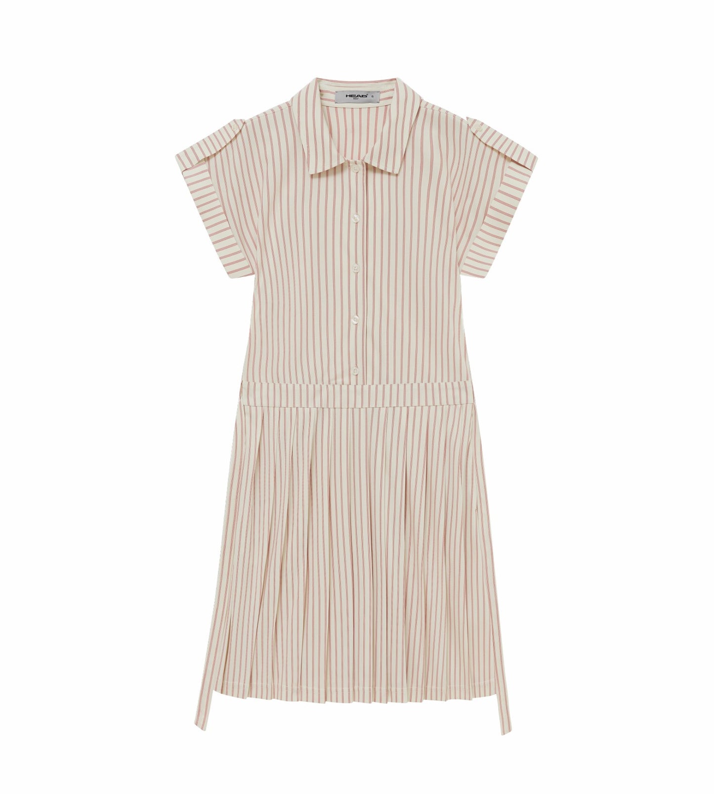 Head Golf Dolman Sleeve Pleated Dress - CREAM/RED