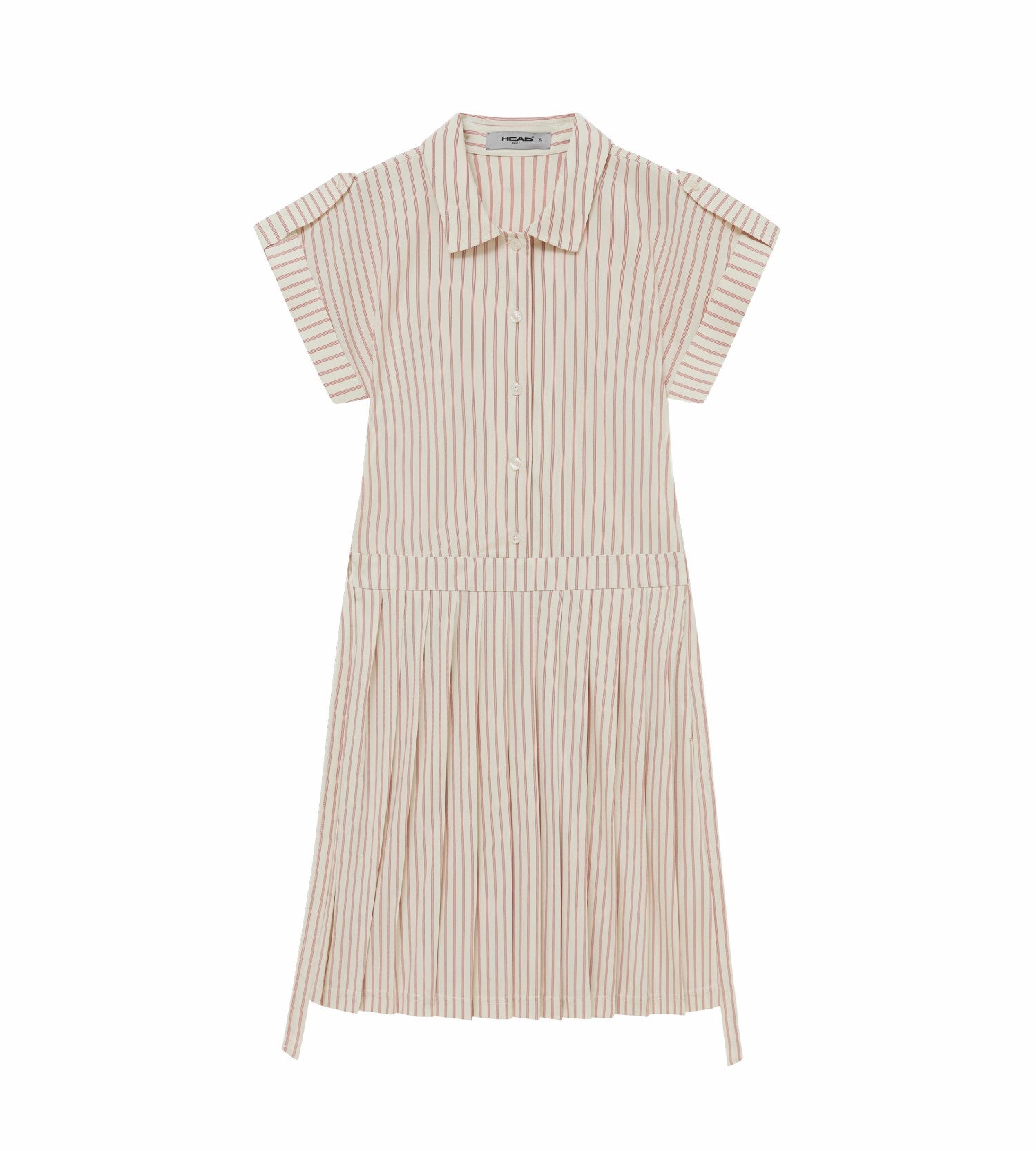 Head Golf Dolman Sleeve Pleated Dress - CREAM/RED