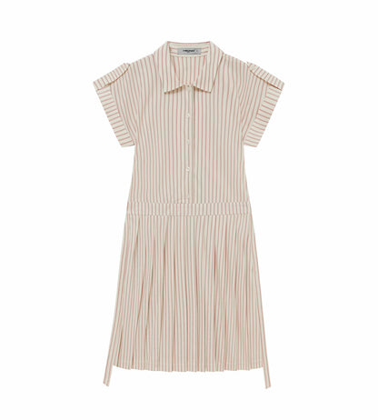 Head Golf Dolman Sleeve Pleated Dress - CREAM/RED