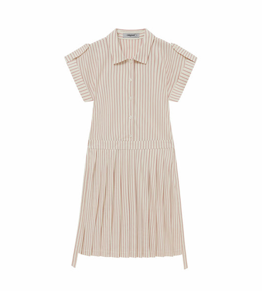 Head Golf Dolman Sleeve Pleated Dress - CREAM/RED