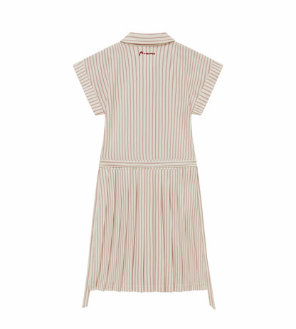 Head Golf Dolman Sleeve Pleated Dress - CREAM/RED