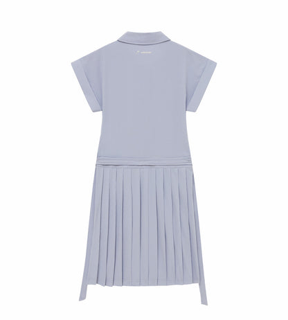 Head Golf Dolman Sleeve Pleated Dress - CREAM/DUSTY BLUE