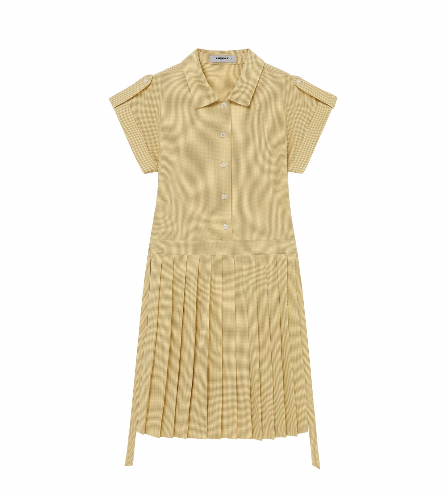 Head Golf Dolman Sleeve Pleated Dress - CREAM/KHAKI