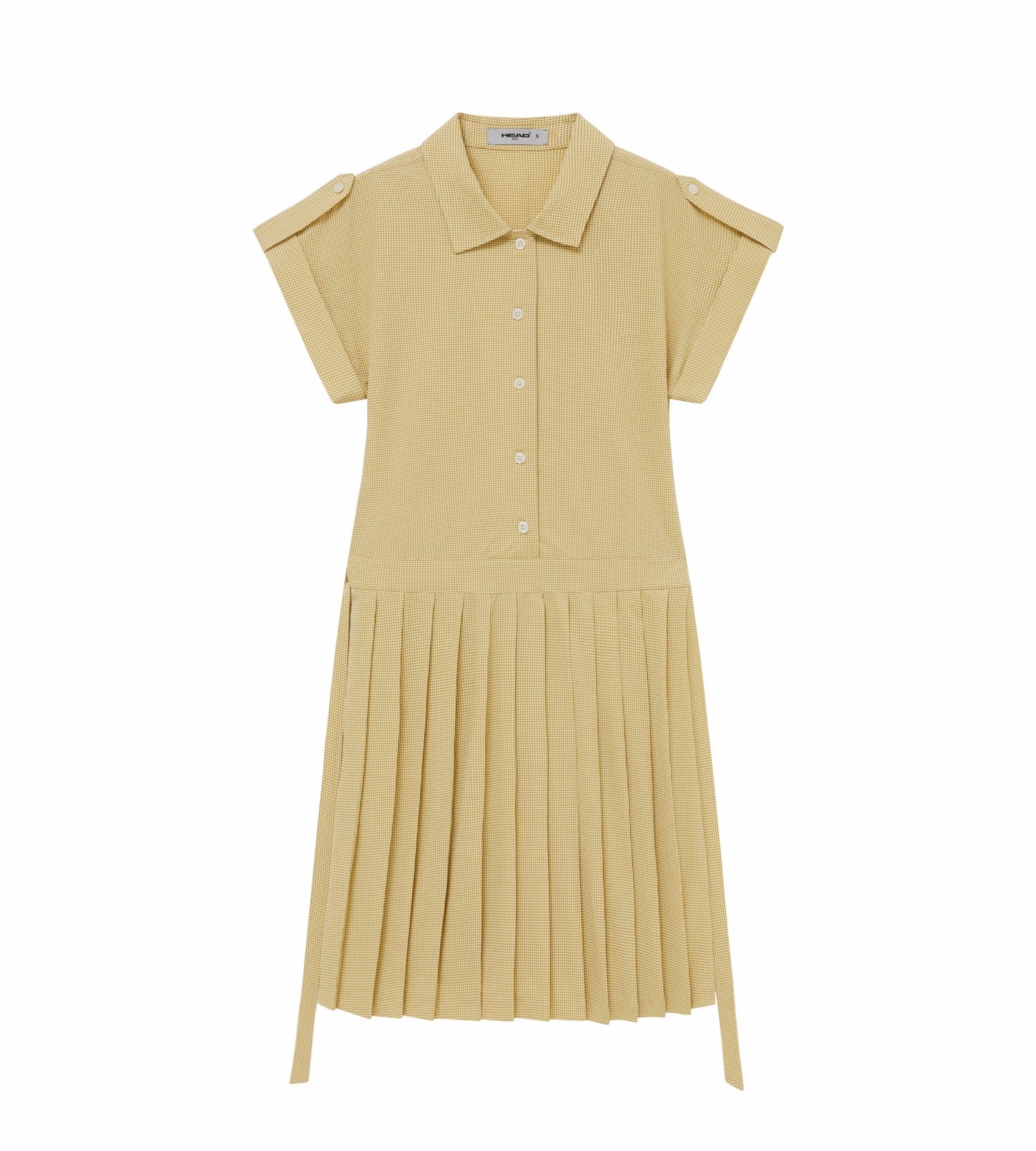 Head Golf Dolman Sleeve Pleated Dress - CREAM/KHAKI