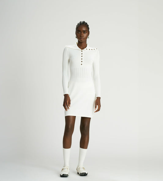 Head Golf Pointelle Knit Dress - White