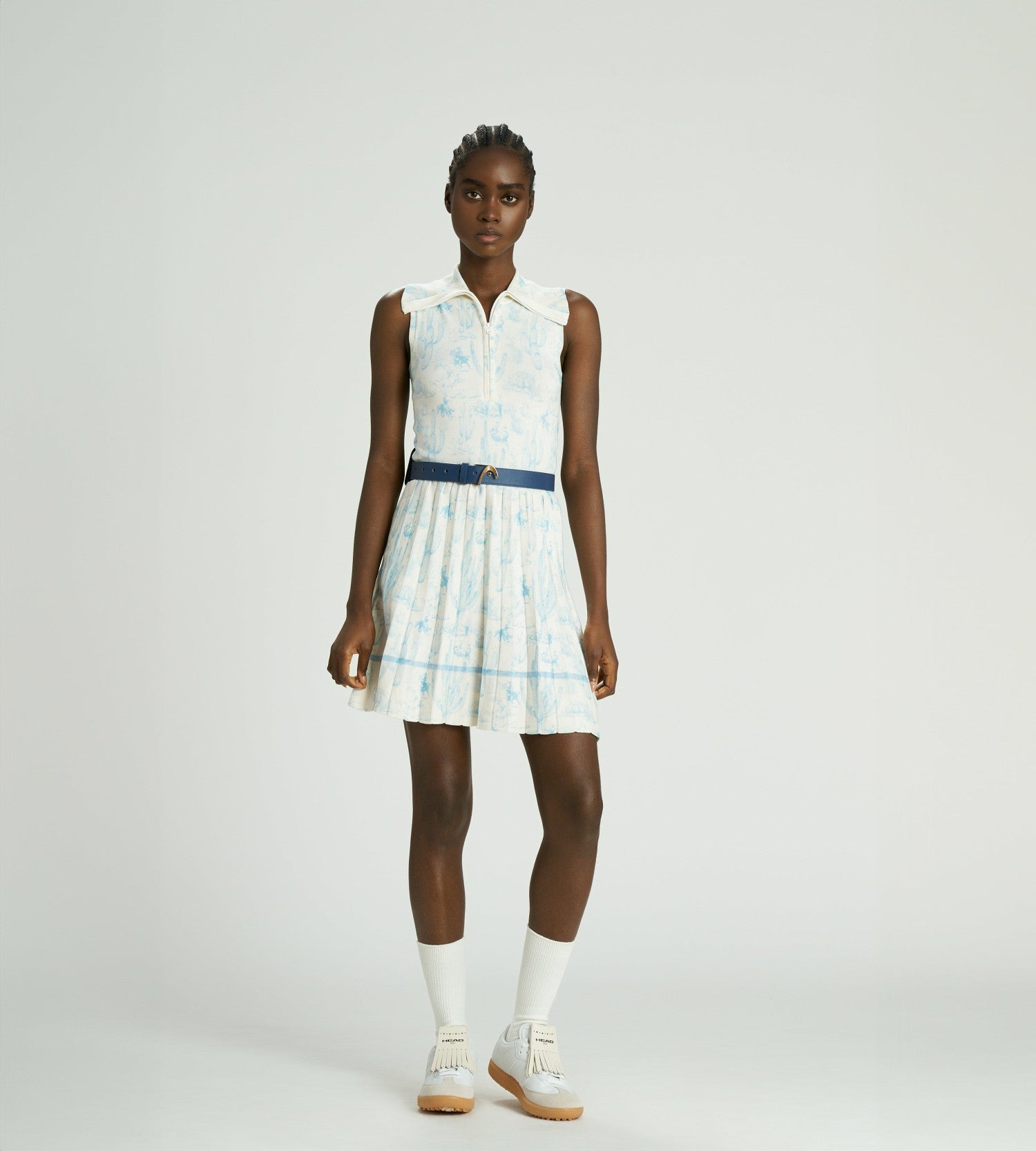 Head Golf Knit Pleat Dress - Blue-cactus