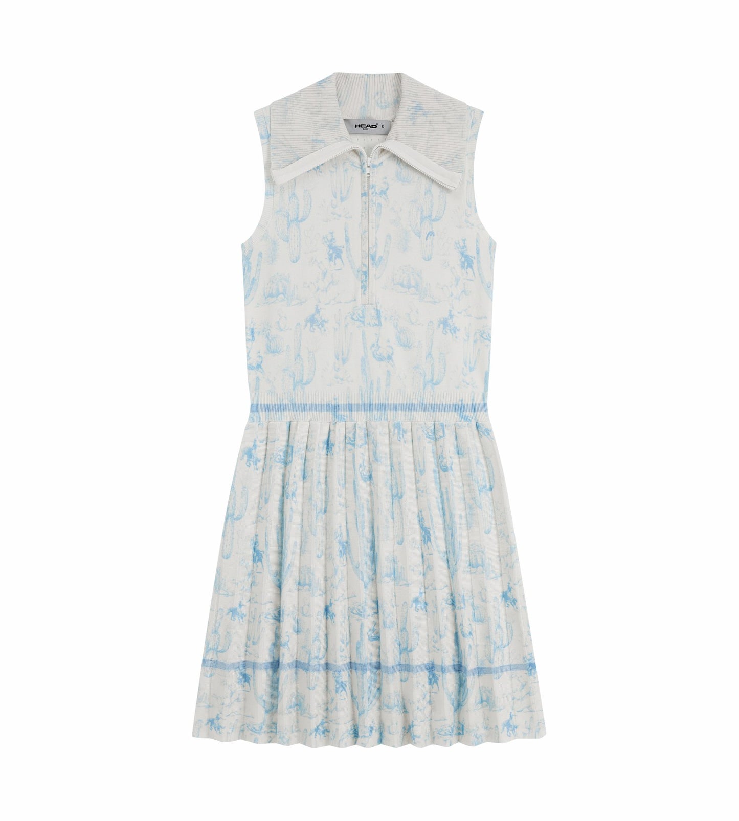 Head Golf Knit Pleat Dress - Blue-cactus