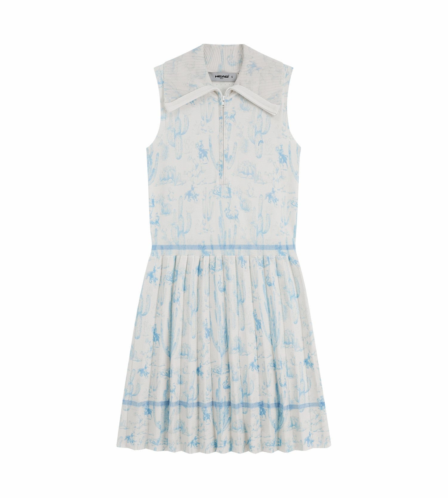 Head Golf Knit Pleat Dress - Blue-cactus