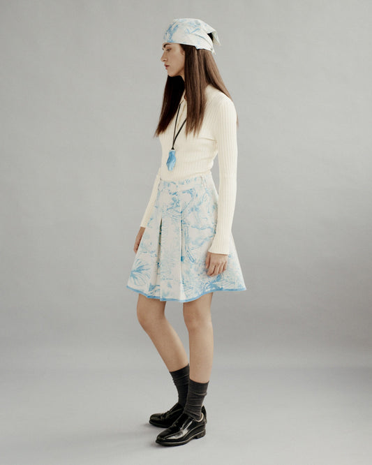 Head Golf Womens Bound Box Pleat Skirt - Blue-Botanical