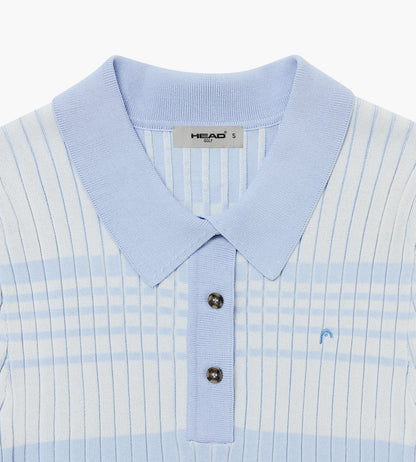 Head Golf Womens Check Knit Polo - Blue-check