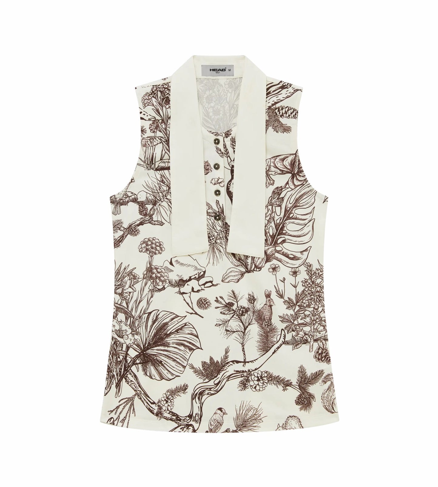 Head Golf Womens Tie Collar Top - Brown-Botanical