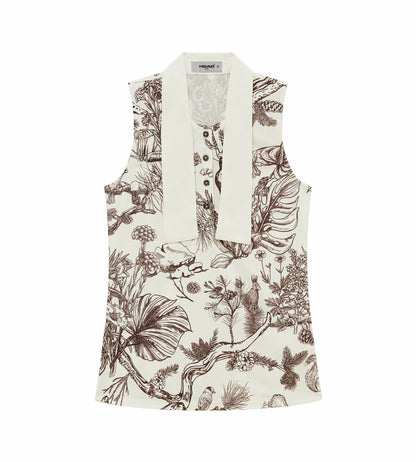 Head Golf Womens Tie Collar Top - Brown-Botanical
