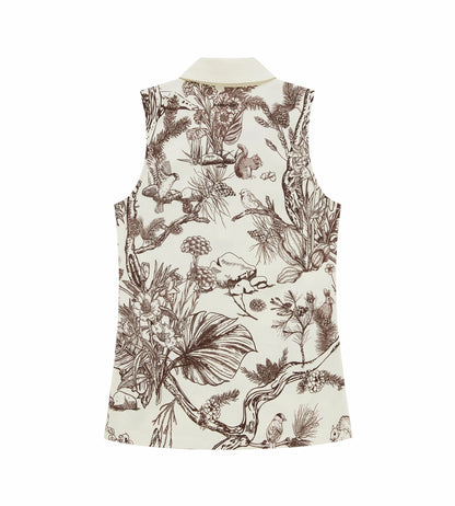Head Golf Womens Tie Collar Top - Brown-Botanical