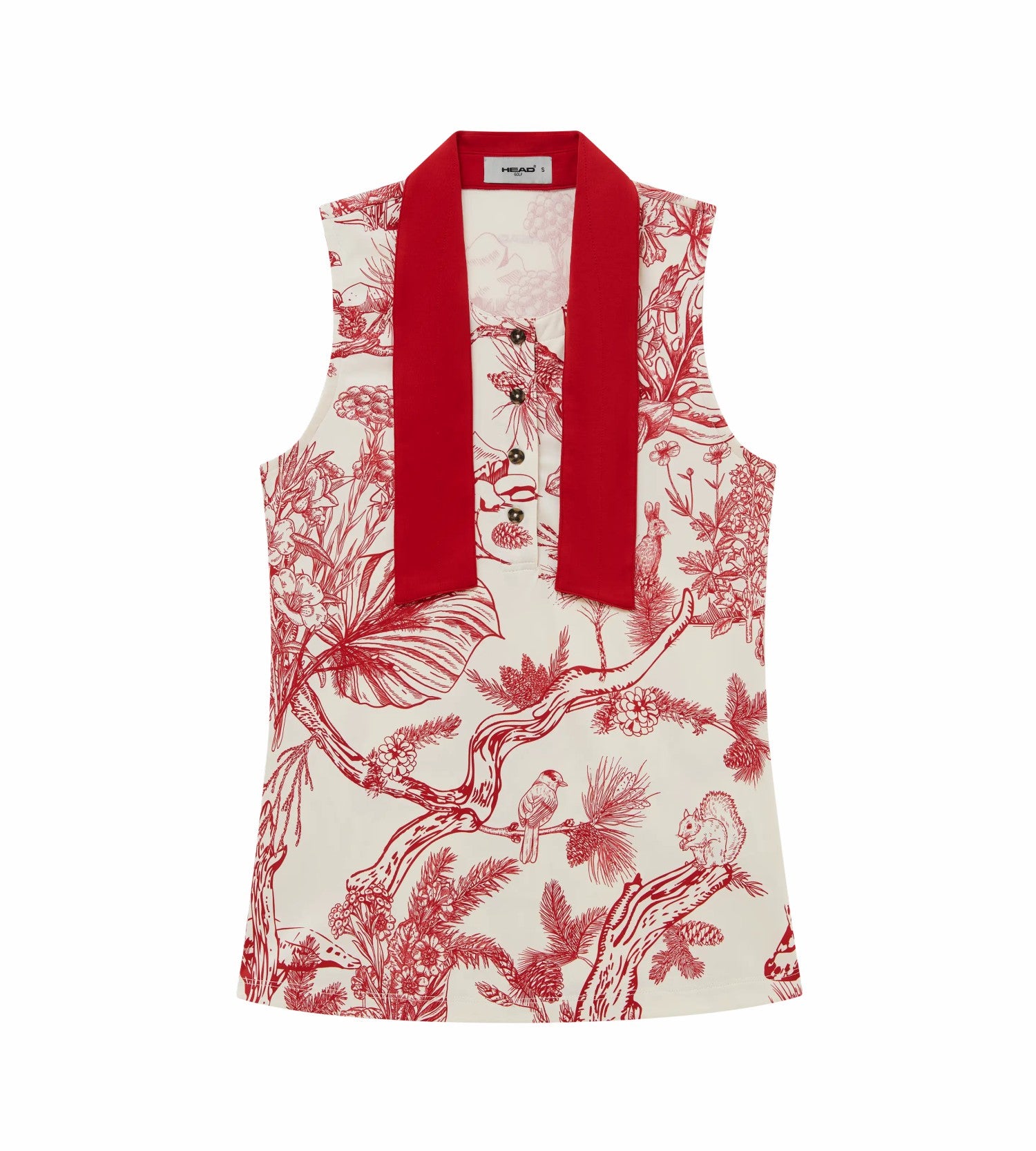 Head Golf Womens Tie Collar Top - Red-Botanical