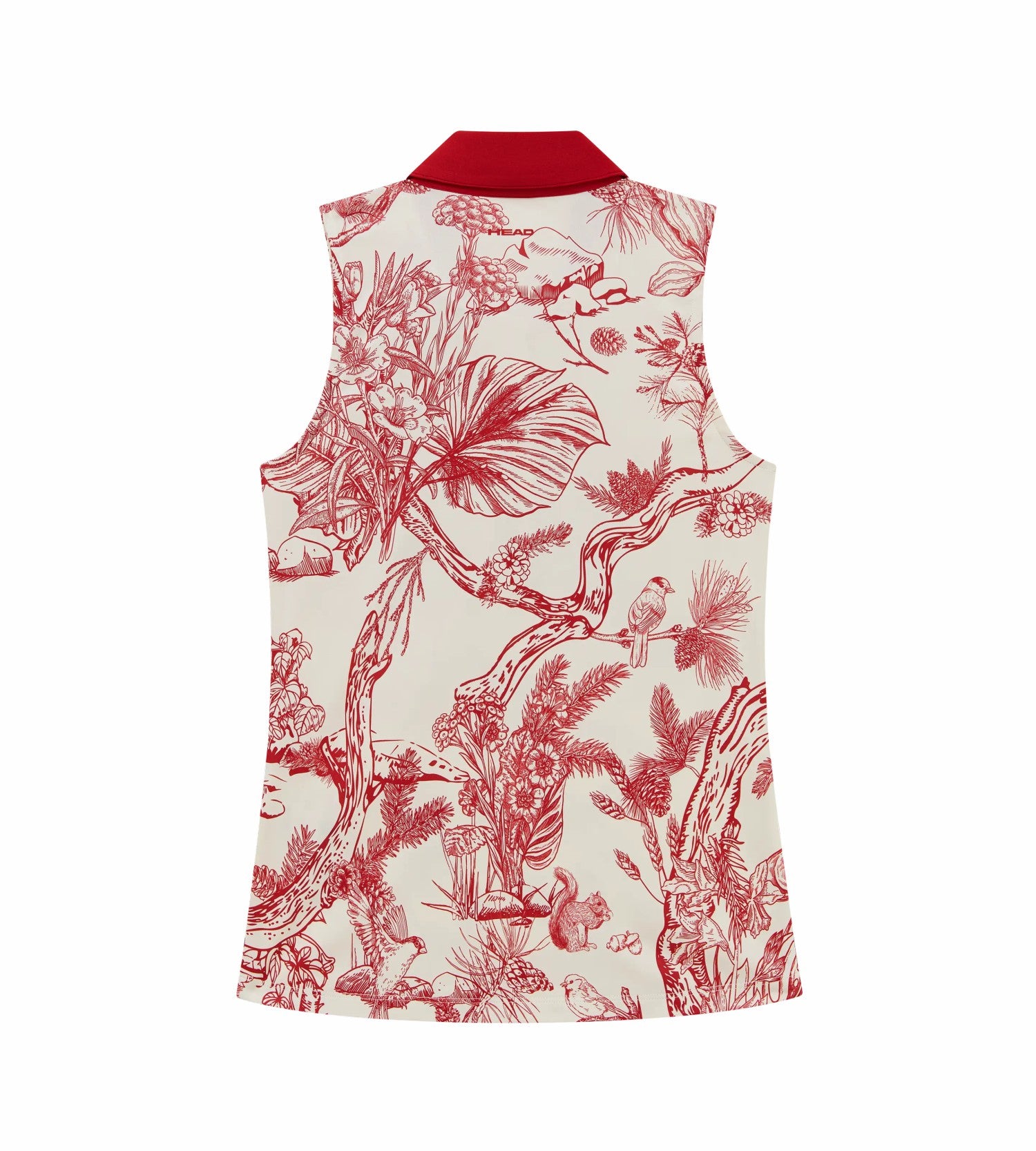 Head Golf Womens Tie Collar Top - Red-Botanical