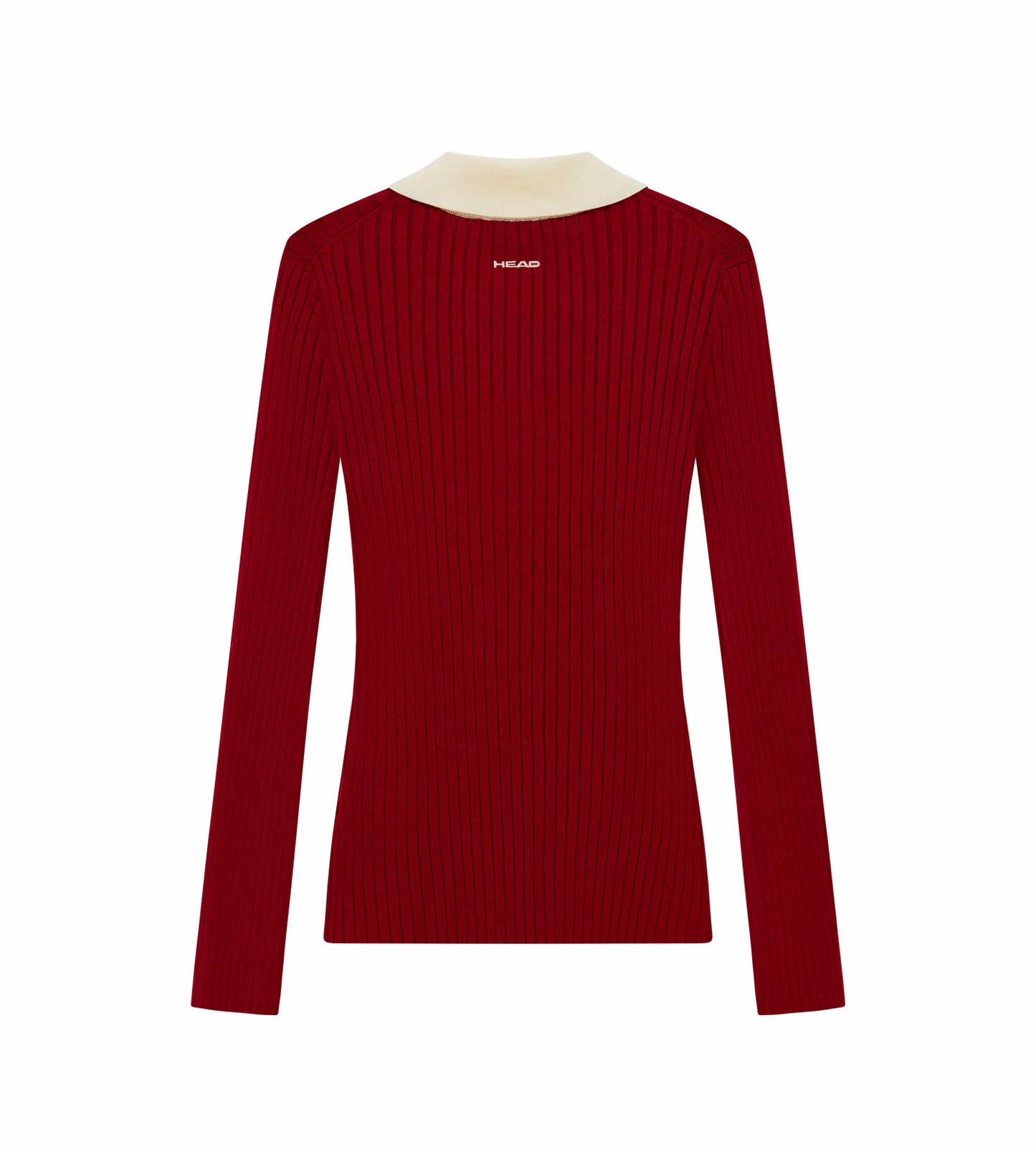 Head Golf Womens Pointelle Rib Long Sleeve Knit Polo - Red-Cactus