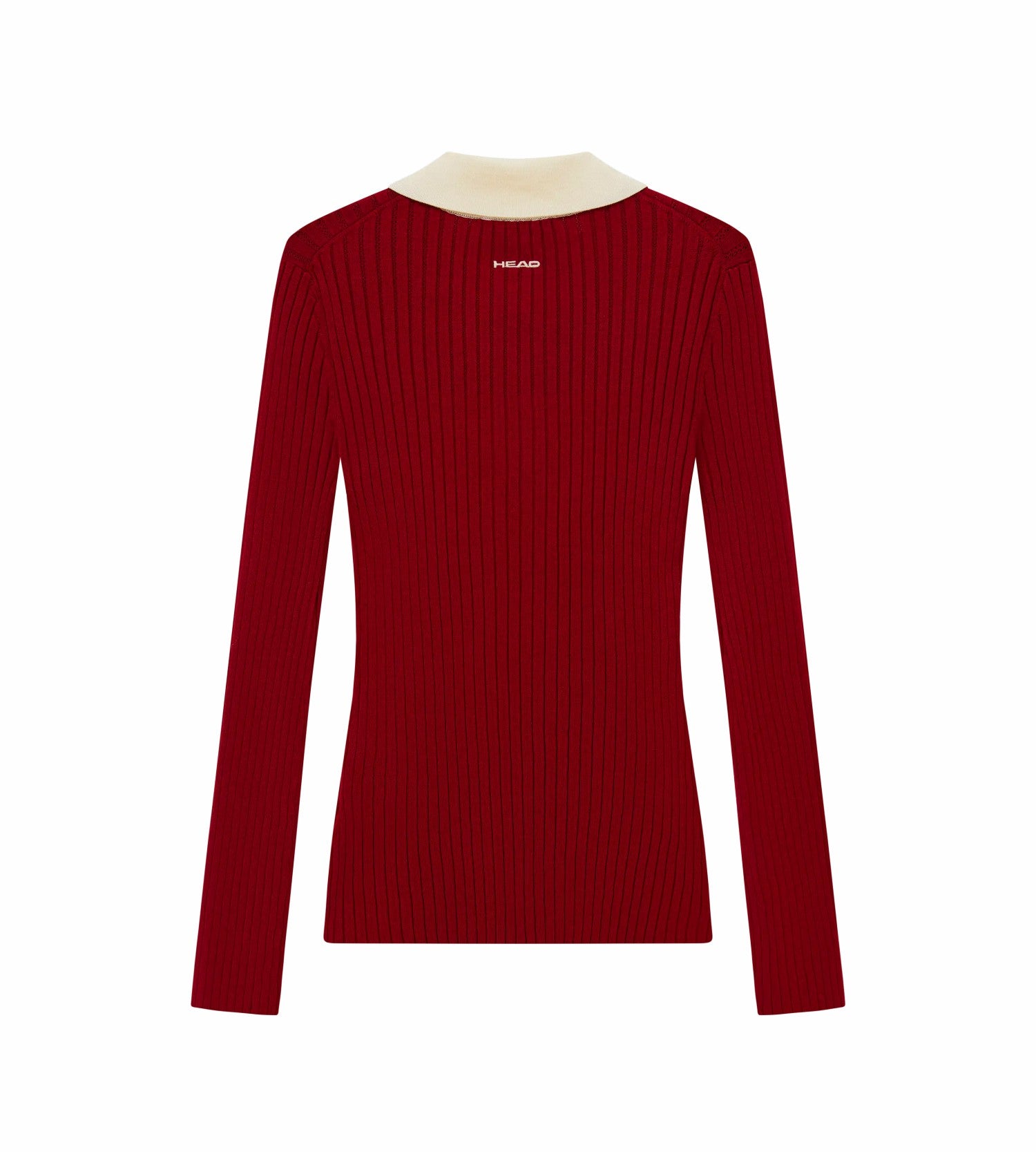 Head Golf Womens Pointelle Rib Long Sleeve Knit Polo - Red-Cactus