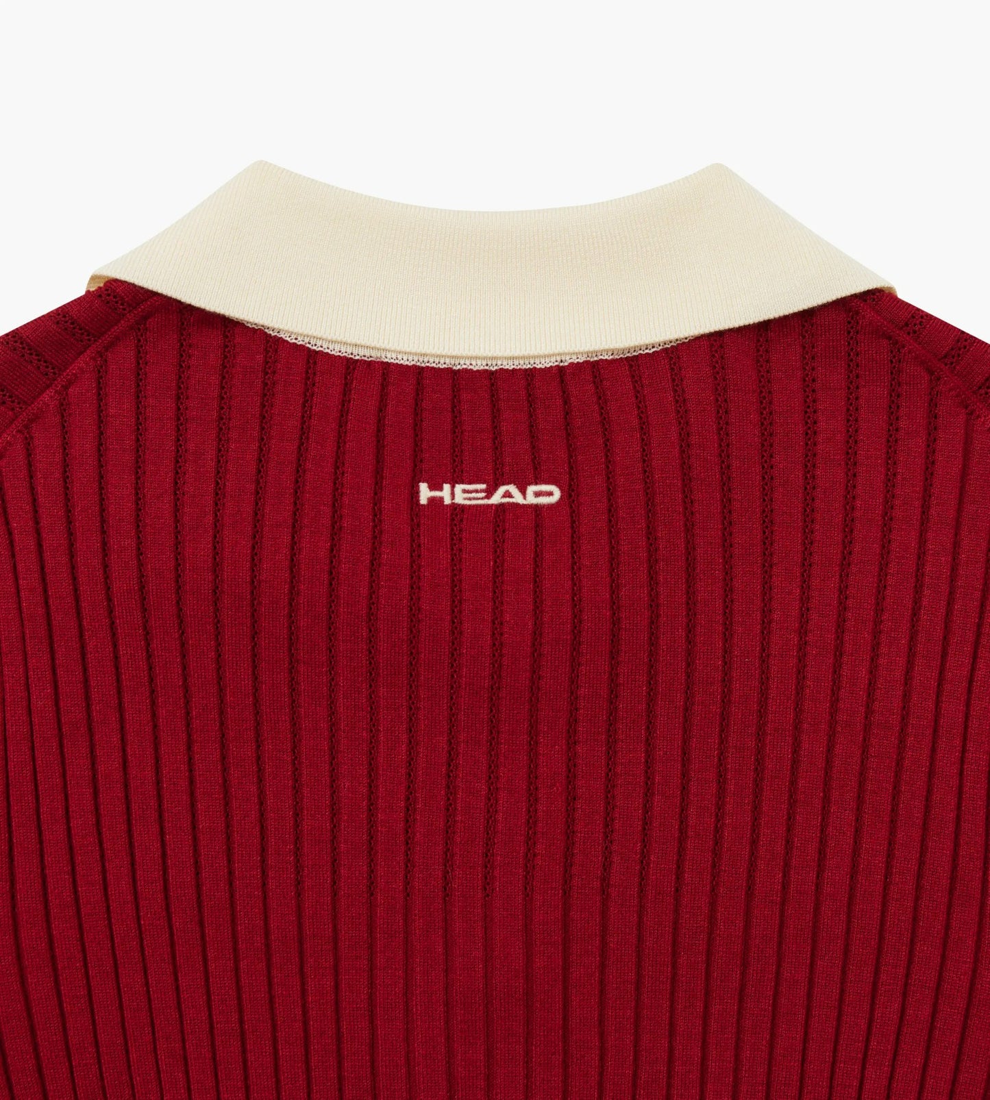Head Golf Womens Pointelle Rib Long Sleeve Knit Polo - Red-Cactus