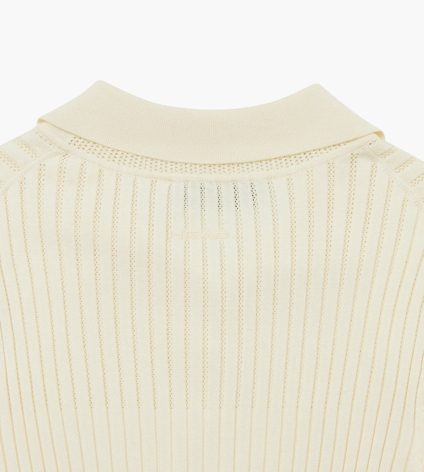 Head Golf Womens Pointelle Rib Long Sleeve Knit Polo - Cream