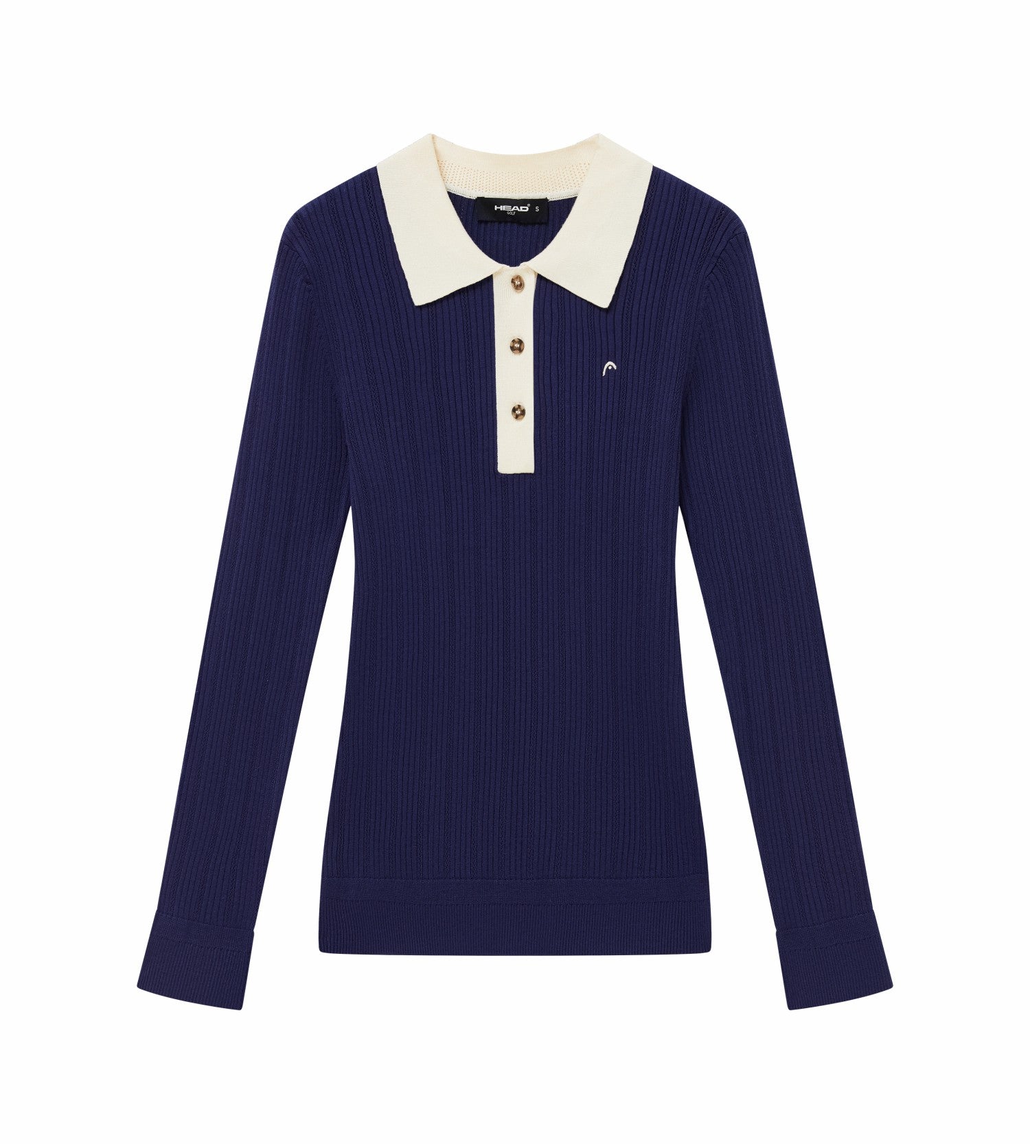 Head Golf Womens Long Sleeve Pointelle Knit Polo - Navy