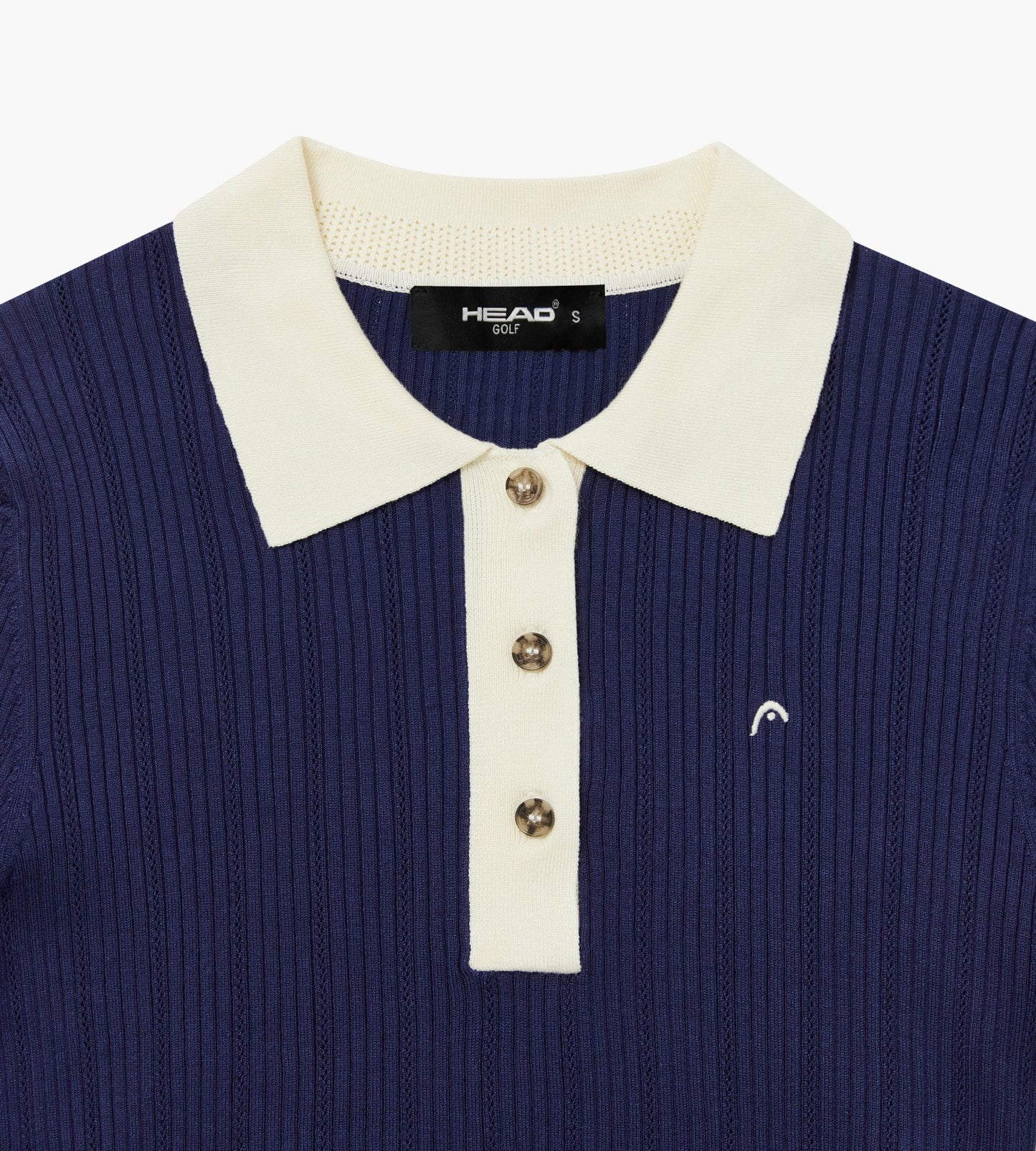 Head Golf Womens Long Sleeve Pointelle Knit Polo - Navy