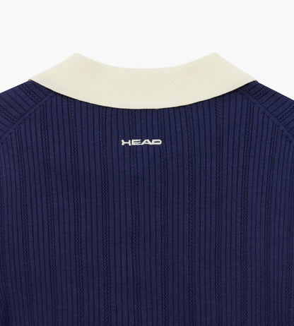 Head Golf Womens Long Sleeve Pointelle Knit Polo - Navy