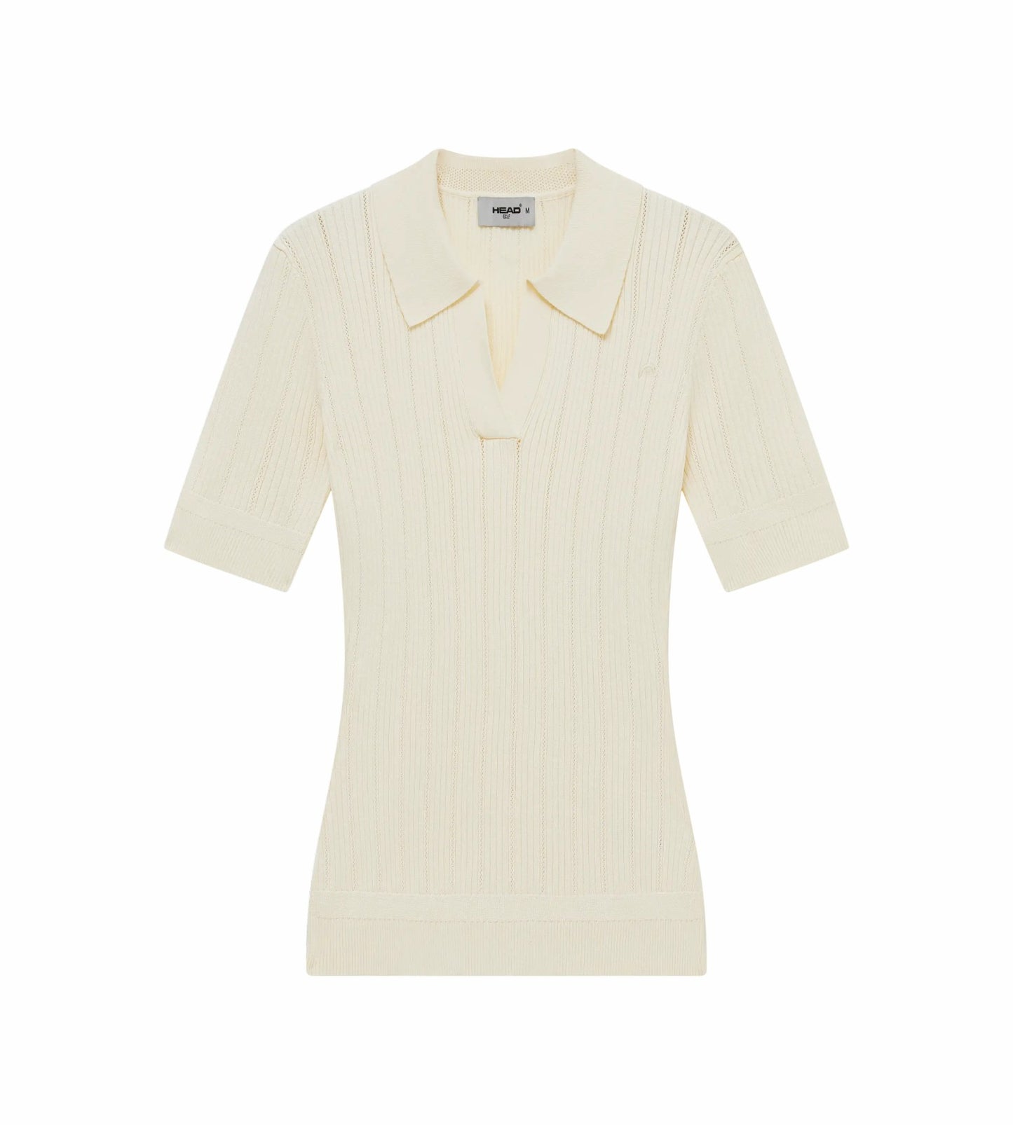 Head Golf Womens V Neck Pointelle Knit Polo - Cream