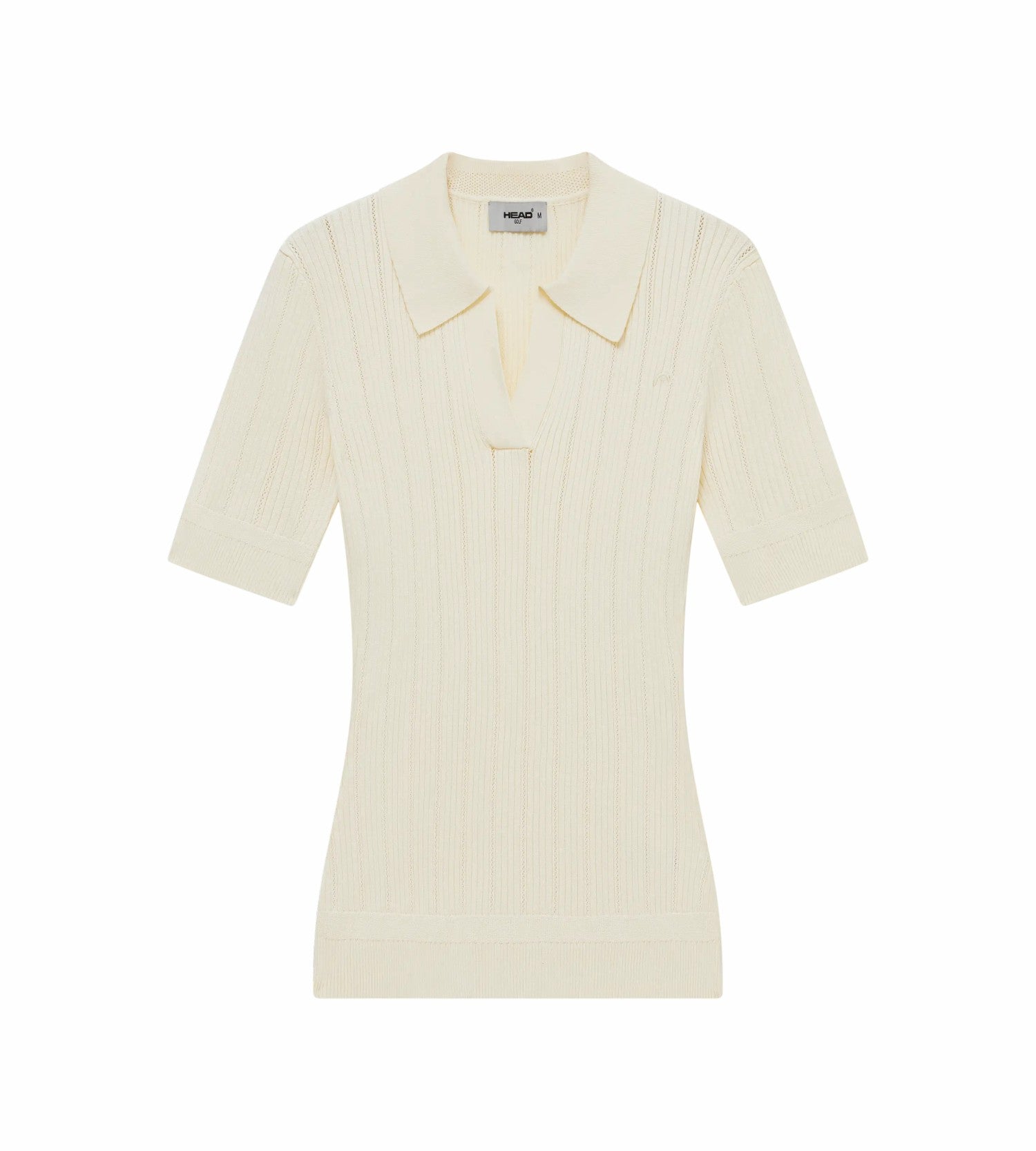 Head Golf Womens V Neck Pointelle Knit Polo - Cream
