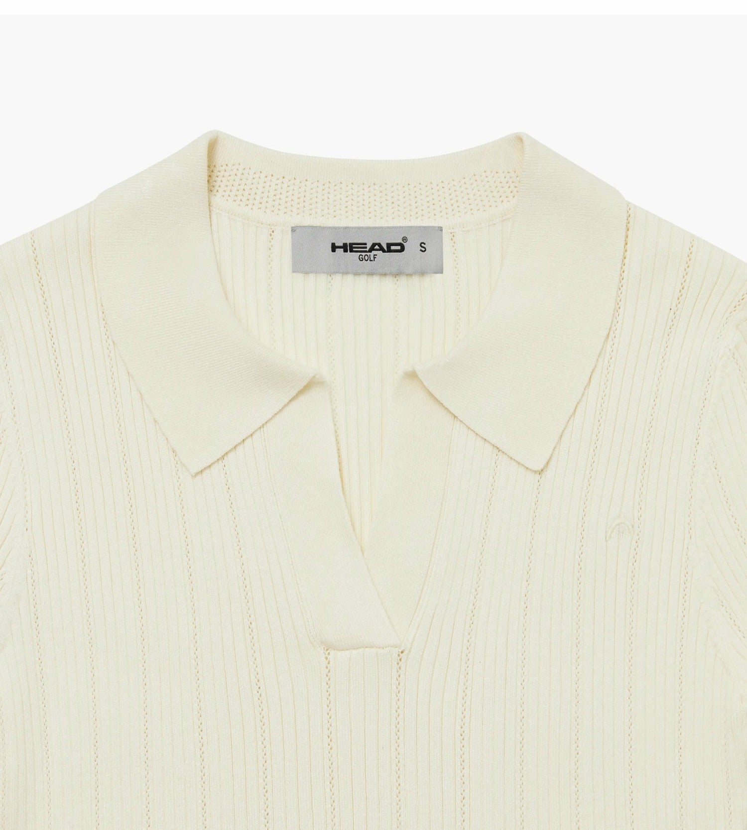Head Golf Womens V Neck Pointelle Knit Polo - Cream
