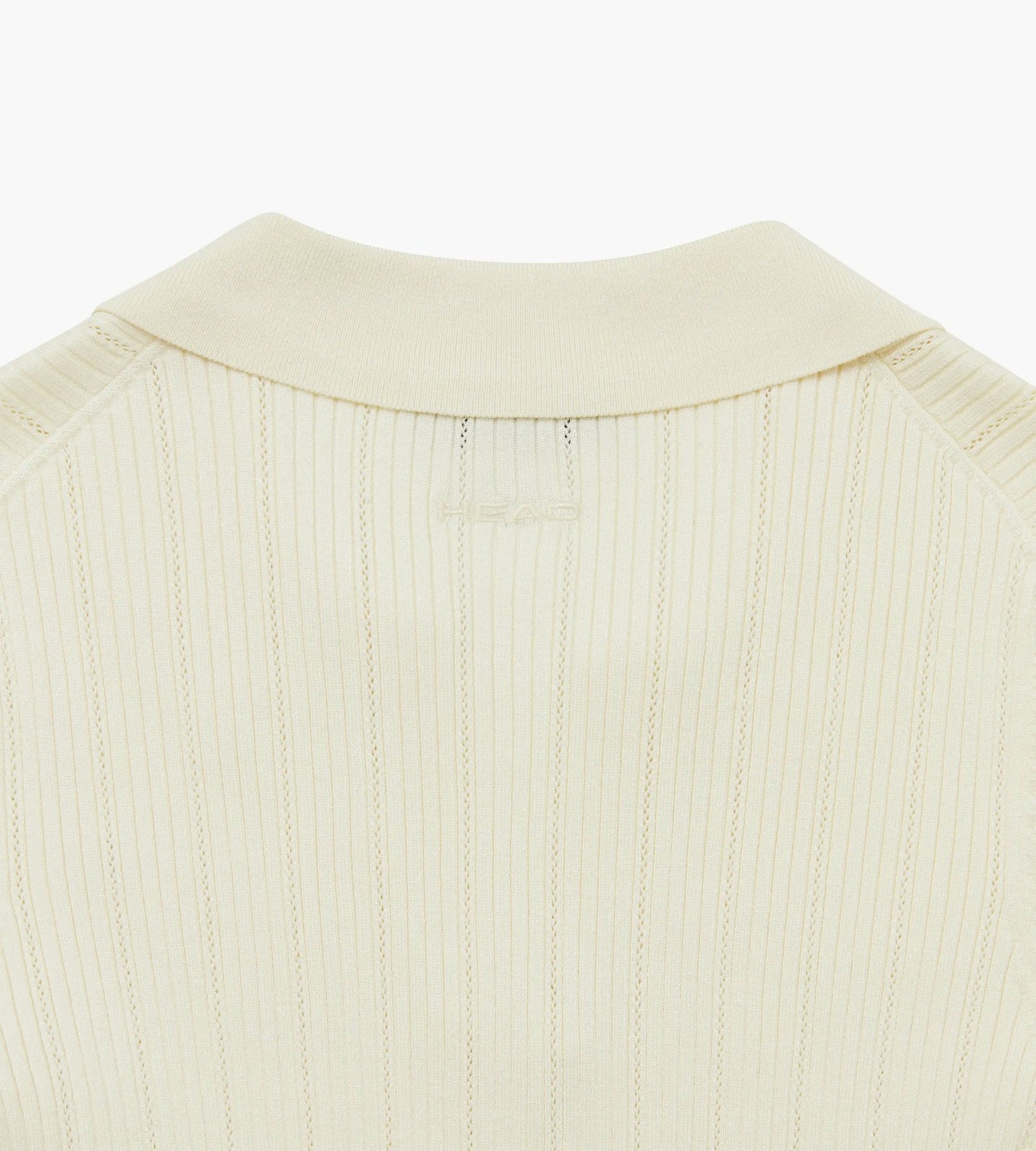 Head Golf Womens V Neck Pointelle Knit Polo - Cream