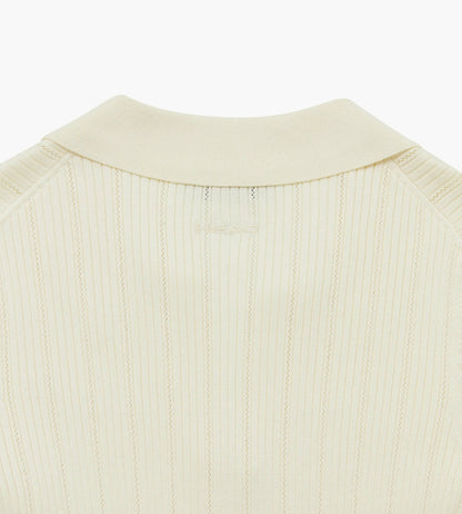 Head Golf Womens V Neck Pointelle Knit Polo - Cream