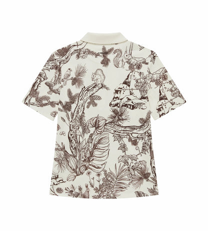 Head Golf Womens Printed Polo - Brown-Botanical
