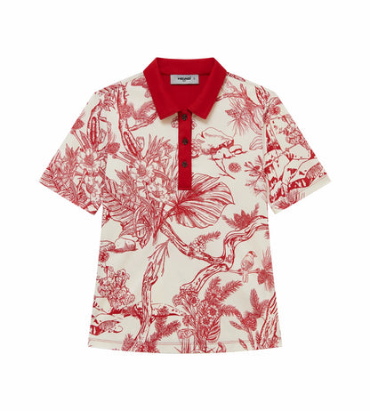 Head Golf Womens Printed Polo - Red-Botanical