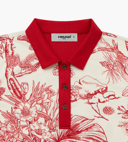 Head Golf Womens Printed Polo - Red-Botanical