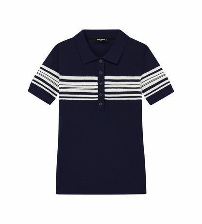 Head Golf Womens Stripe Knit Polo - Navy