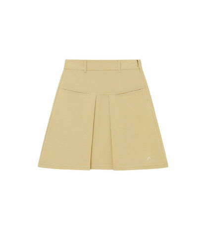 Head Golf Yoke Pleat Skirt - CREAM/KHAKI