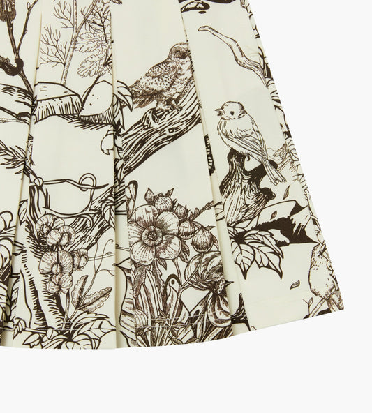Head Golf Box Pleat Skirt - Cream/Brown/Forest