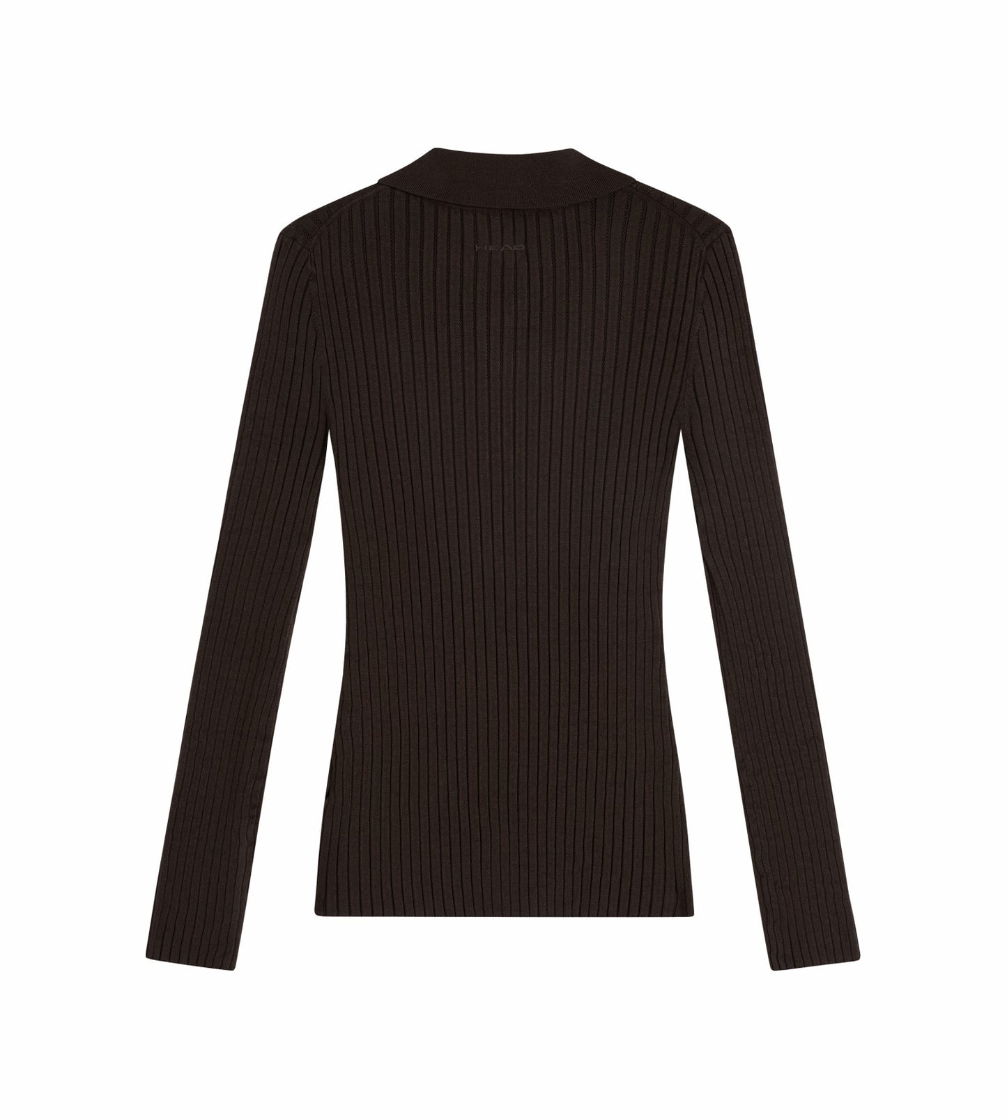 Head Golf Pointelle Rib Long Sleeve Knit Polo - Brown