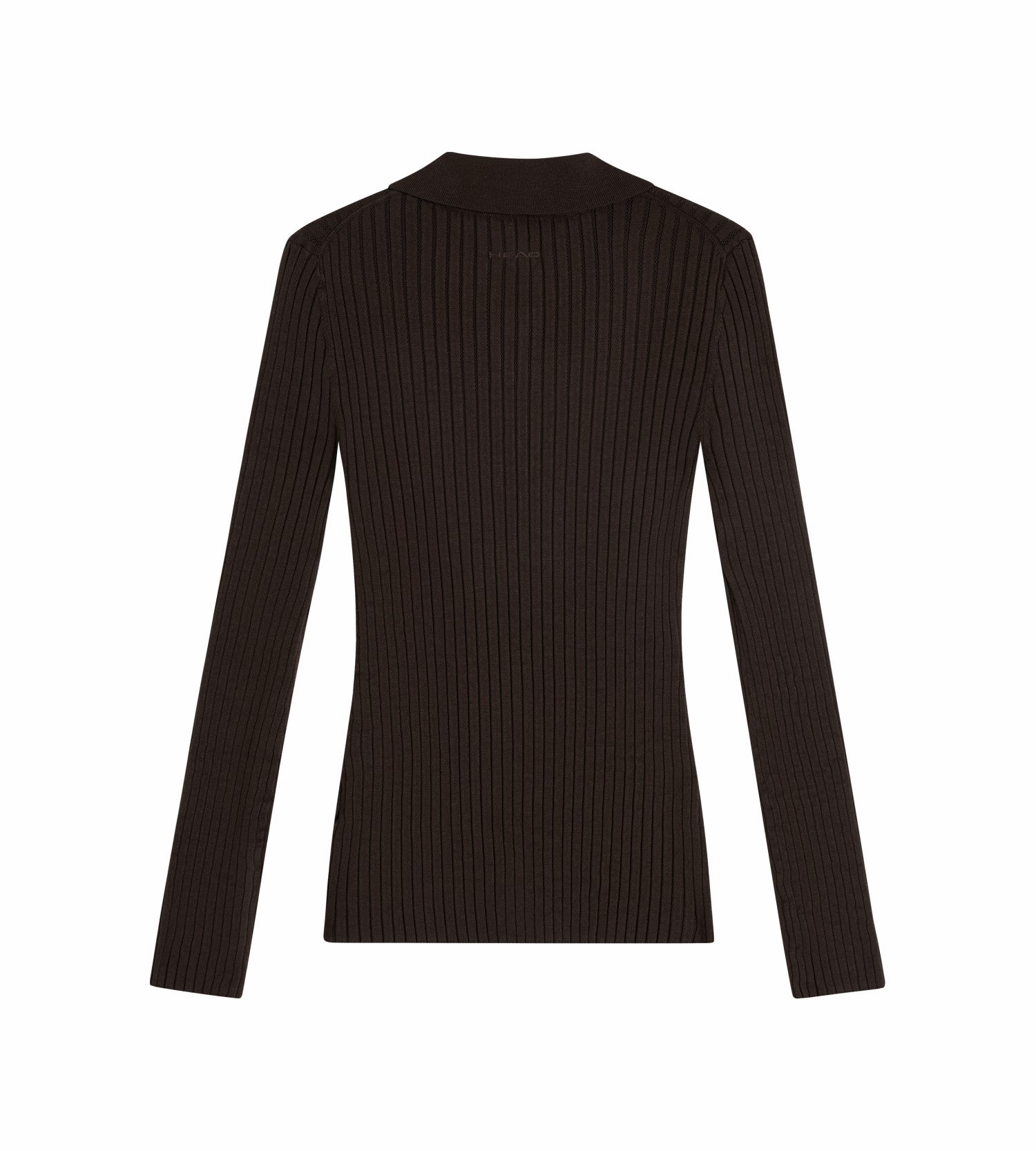 Head Golf Pointelle Rib Long Sleeve Knit Polo - Brown