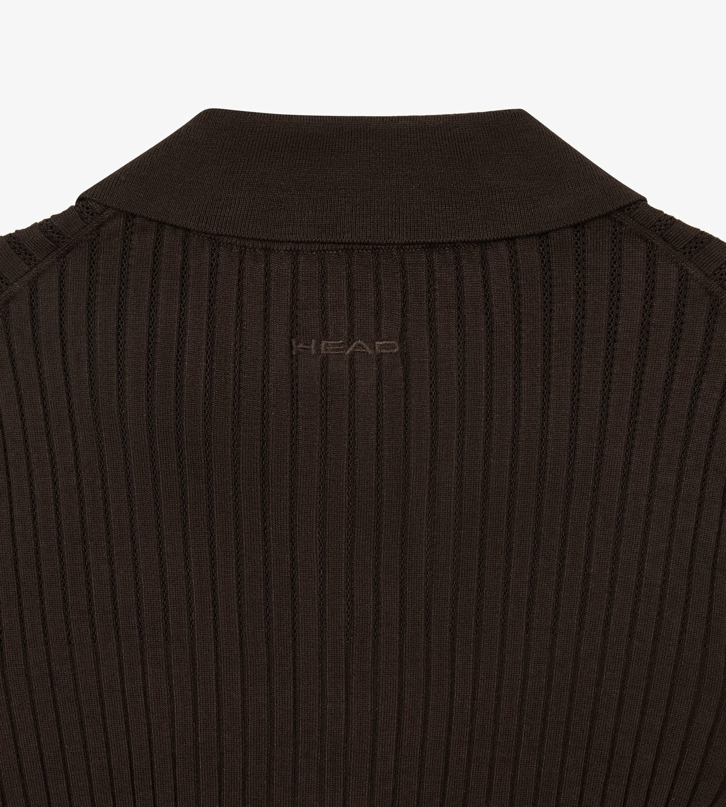 Head Golf Pointelle Rib Long Sleeve Knit Polo - Brown