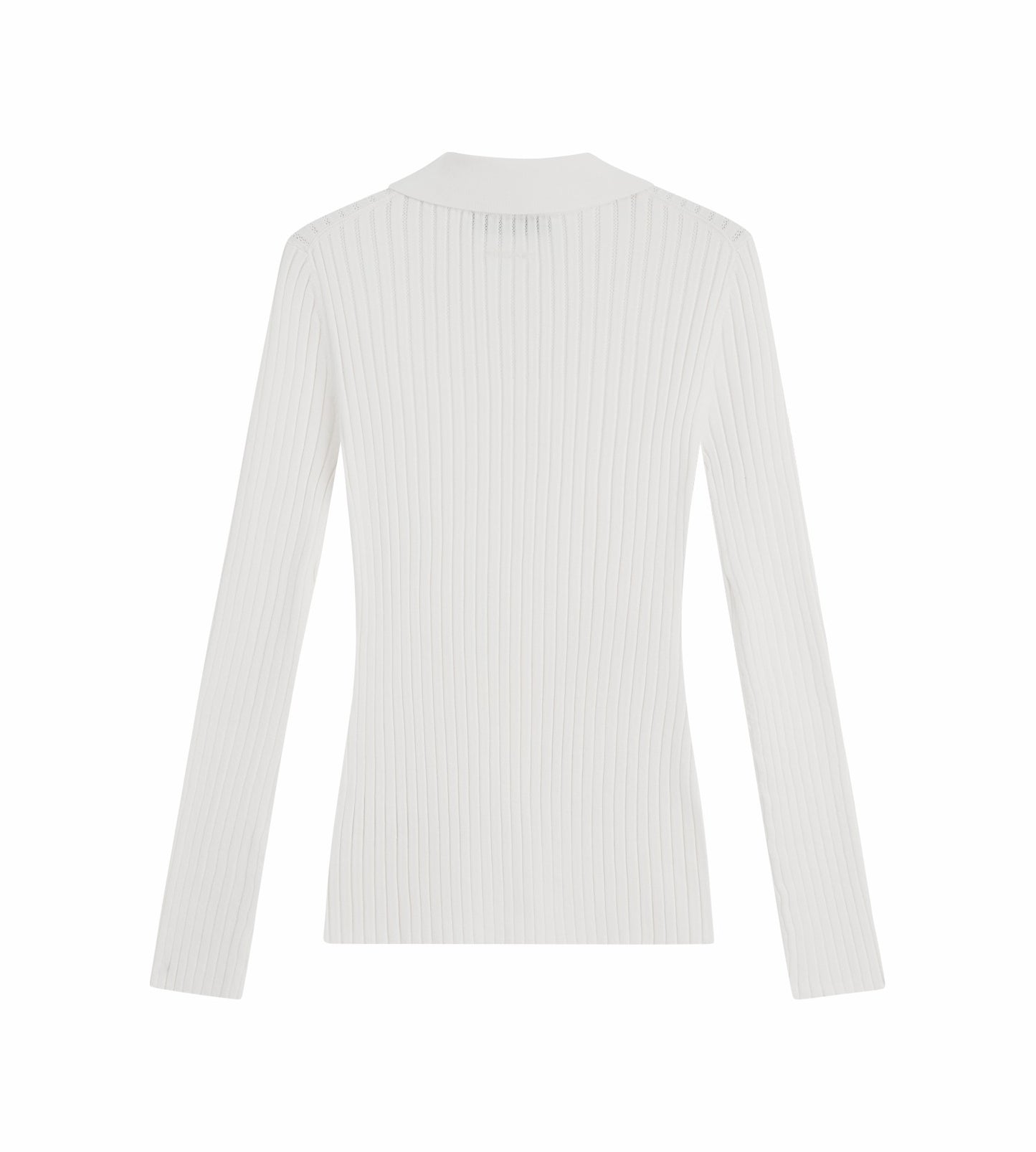 Head Golf Pointelle Rib Long Sleeve Knit Polo - White