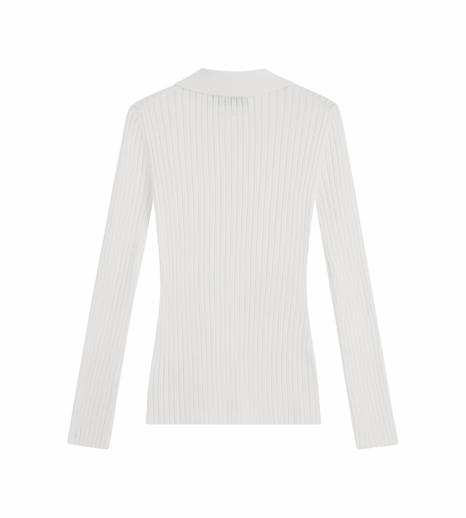 Head Golf Pointelle Rib Long Sleeve Knit Polo - White