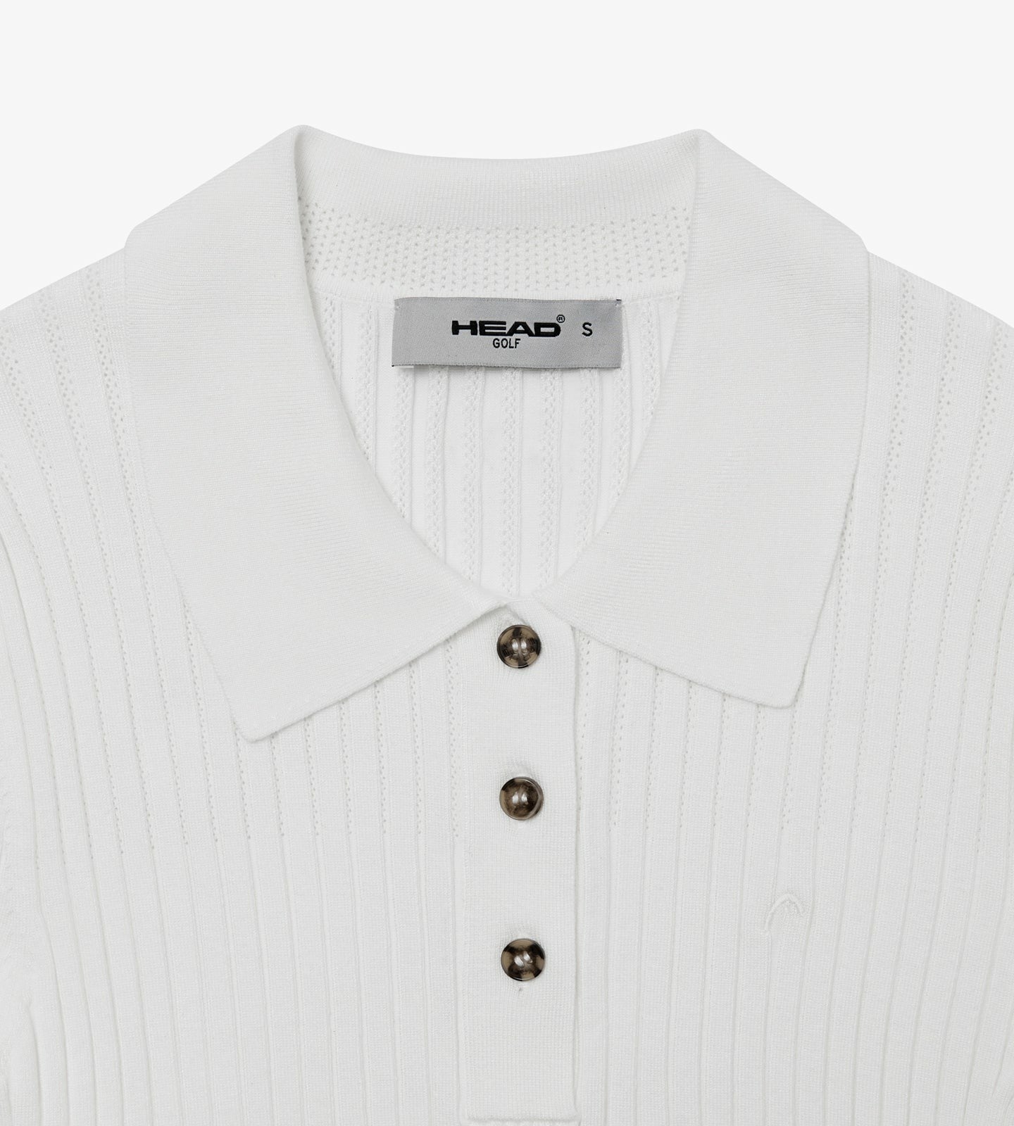Head Golf Pointelle Rib Long Sleeve Knit Polo - White